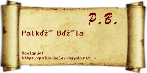 Palkó Béla névjegykártya
